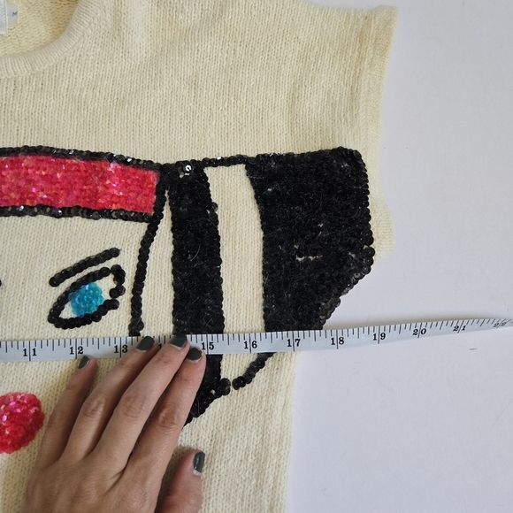VTG Extra energy by de rotchild sequins wearable art silk angora wool sz M - Picture 6 of 8